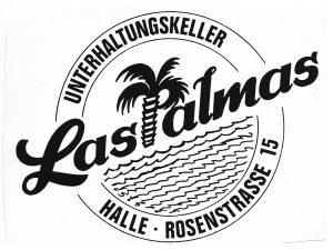 Logo des „Unterhaltungskellers“ Las Palmas in Halle/Westfalen auf einem Aufkleber. Leihgabe von Karl-Heinz Möller.