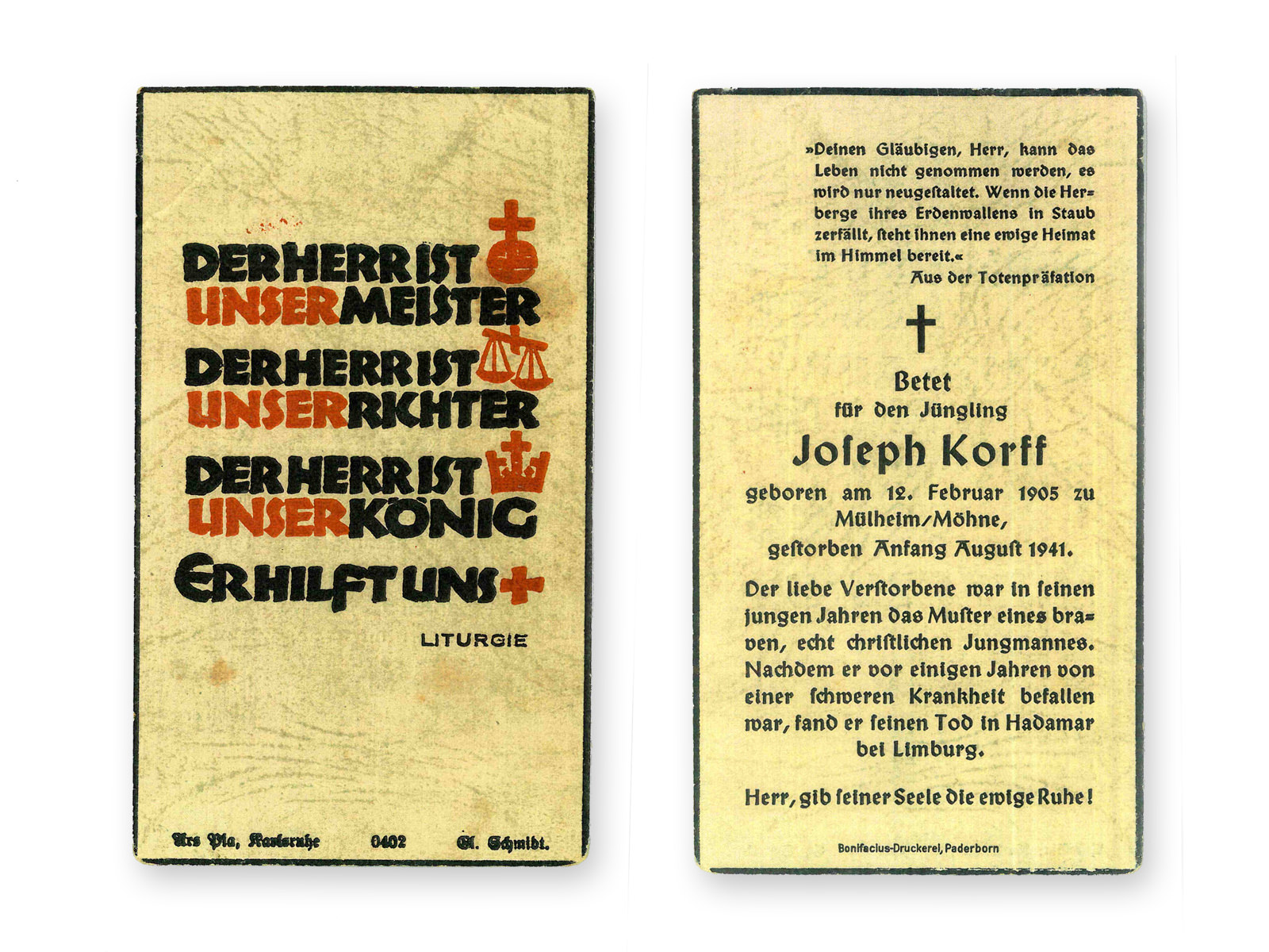 Die TRostkarte dokumentiert die Ermordung im Rahmen der nationalsozialistischen 